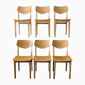 Danish Plywood Dining Chairs with Shaped Backs, 1960s, Set of 6