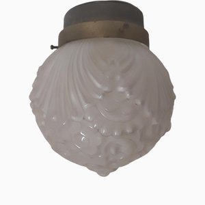 Lampada da soffitto vintage in vetro e metallo, anni '70