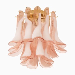 Ceiling with Murano Glass Sellas Pink and White Saddles, Italy, 1990s