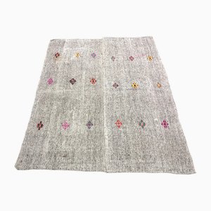 Alfombra Kilim de lana gris, años 60