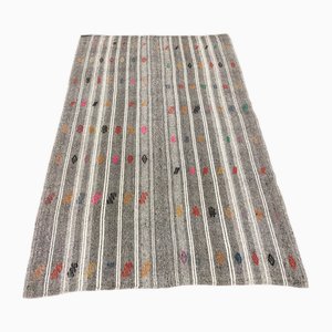 Handgefertigter Gestreifter Kelim Teppich aus natürlicher Wolle, 1960er
