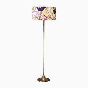 Model G-024 Floor Lamp in Brass with Lampshade from Svenskt Tenn, 1960s