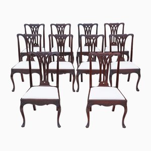 18th Century Georgian Mahogany Dining Chairs, Set of 10