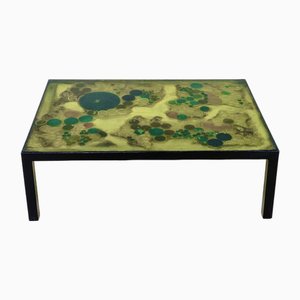 Coffee Table in Resin and Black Metal, France, 1970s