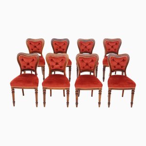 Victorian Walnut Dining Chairs, 19th Century, Set of 8