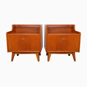 Nightstands in Ash with Glass Shelves, Germany, 1950s, Set of 2