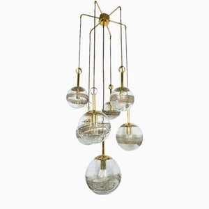 Brass Cascade Lamp with 7 Glass Balls, Germany, 1960s