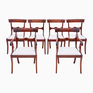 Chaises de Salle à Manger Regency en Acajou de Cuba : Set de 6 (4+2), Qualité Antique, C1825, Set de 6