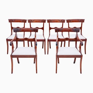 Regency Cuban Mahogany Dining Chairs: Set of 6 (4+2), Antique Quality, C1825, Set of 6