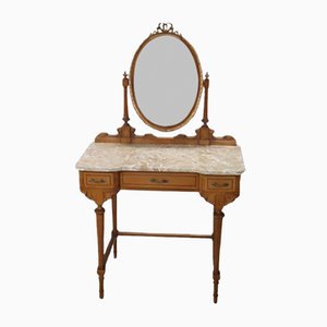 Cherry Dressing Table with Stool, Early 20th Century, Set of 2