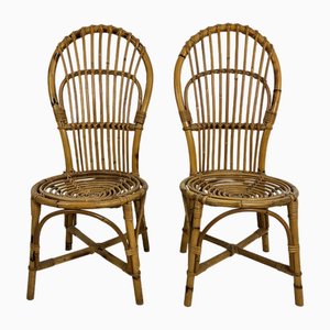 Small Mid-Century Italian Bamboo Chairs, 1950s, Set of 2