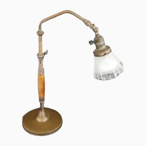 Vintage Tischlampe aus Messing & Glas, 1930er