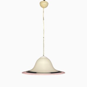 Murano Glass White and Pink Pendant Lamp, Italy, 1970s