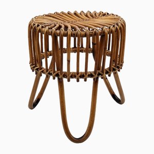 Bamboo Stool and Rattan attributed to Tito Agagoli, 1960s
