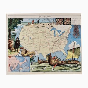 Carte Illustrée des États-Unis par Émile-Joseph-Porphyre Pinchon, 1948