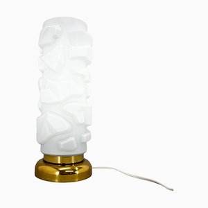 Vintage Brass and Opaline Glass Table Lamp, 1970s
