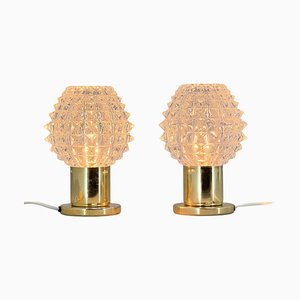 Brass and Glass Table Lamps by Kamenicky Senov, 1970s, Set of 2