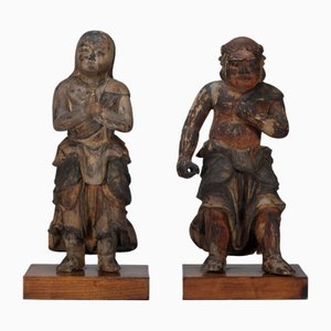 Figurines Kongara Dōji & Seitaka Dōji, 1800s, Set de 2
