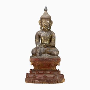 Burmesischer Künstler, Shan Maravijaya Buddha, Lackiertes & Vergoldetes Holz, 1800er