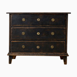 Bureau Antique de Style Gustavien en Pin Noir, Suède du Nord