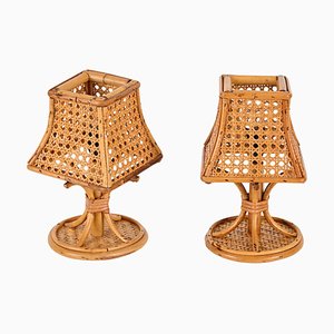 Italienische Mid-Century Tischlampen aus Rattan & Wiener Stroh, 1960er, 2er Set