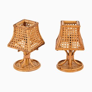 Mid-Century Italian Table Lamps in Rattan and Vienna Straw, 1960s, Set of 2