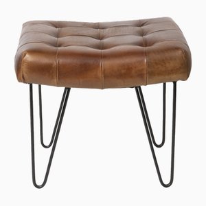 Vintage Stool in Brown Leather