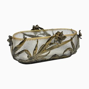 Jardiniere antico Art Nouveau Legras con inserto in vetro