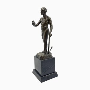 Artiste Allemand, Mineurs, Sculpture En Bronze Sur Socle En Marbre