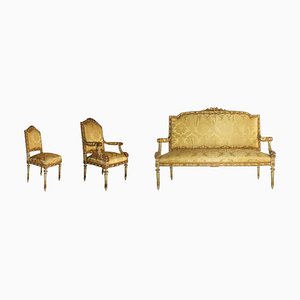 French Sofa and Armchairs, Late 19th Century, Set of 3