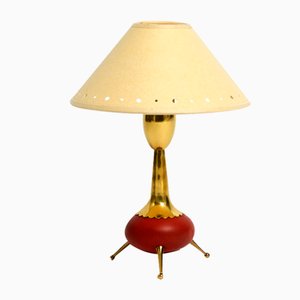 Lámpara de mesa con trípode Mid-Century moderna de latón, años 50