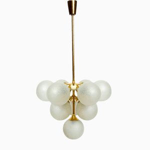 Ceiling Lamp with 10 Spherical Grape-Shaped Glass Shades from Kaiser, 1960s