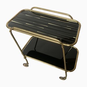 Brass and Tainted Glass Serving Trolley, 1960s