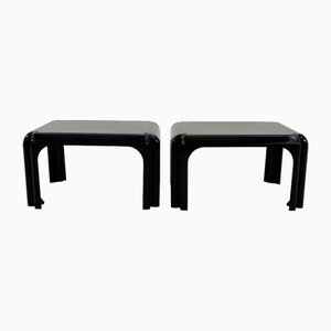 Tables Empilables Elena Noires par Vico Magistretti pour Metra, 1970s, Set de 2