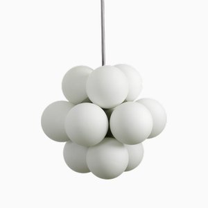 Space Age Atomic Metal Ceiling Lamp with 12 Light Gray Glass Spheres from Kaiser Leuchten, 1960s