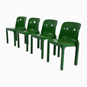 Green Selene Chairs by Vico Magistretti for Artemide, 1970s, Set of 4