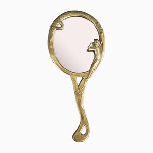 Hand Mirror with Gilded Brass Frame, 1980s