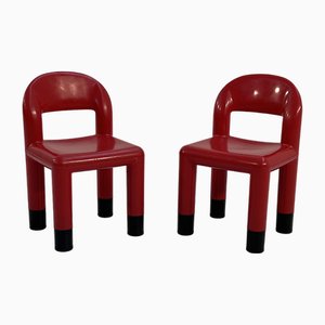 Red Children's Chairs from Omsi, Italy, 2000s, Set of 2