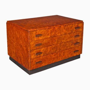 Vintage Art Deco French Collector's Desk Chest of Drawers in Walnut, 1930s