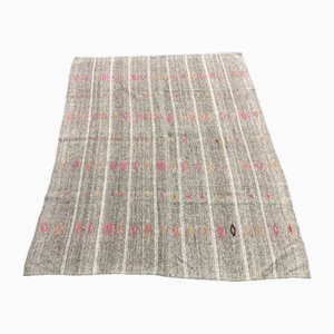 Striped Natural Wool Kilim Rug, 1960s