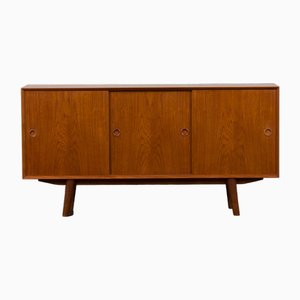 Credenza Mid-Century in teak con ante scorrevoli, Danimarca, anni '60