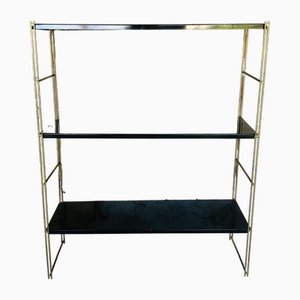 Mid-Century Adjustable Brass and Metal Wall-Mounted Shelf, 1960s