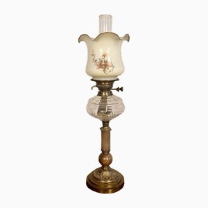 Lampada a olio antica vittoriana, metà XIX secolo