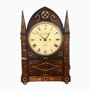Reloj Regency antiguo grande de latón con incrustaciones de George Orpwood, 1825