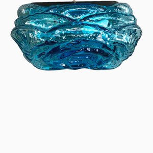 Rechteckige Kobaltblaue Flachbaudecke aus Glas, 1960er