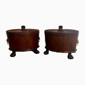 Antique George III Mahogany Wine Coolers, 1800s, Set of 2