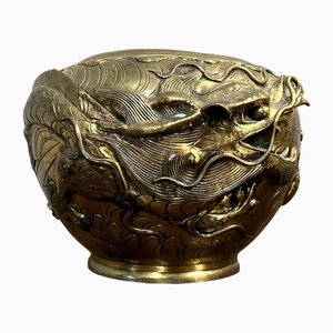 Grand Cache Pot en Bronze Doré et Ciselé, Asie, 19ème Siècle