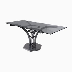 Postmodern Italian Dining Table in Steell and Metal, 1979