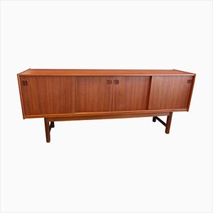 Dänisches Sideboard aus Teak mit Schiebetüren & Barschrank, 1960er