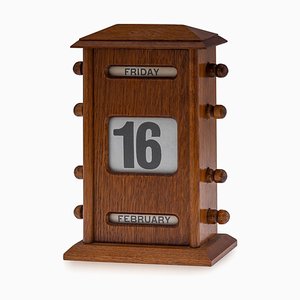 Calendrier de Bureau Perpétuel 20ème Siècle en Bois Fruitier, 1900s